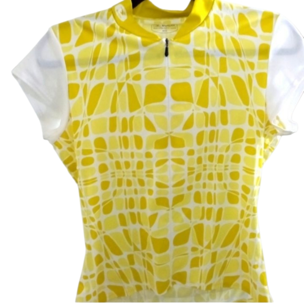 💫SUGOI Women's Evolution Zap Yellow Patterned Cycling Jersey